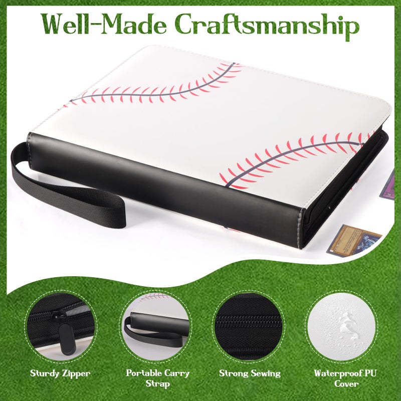 POKONBOY 9 Pocket Baseball Card Binder for 900 Cards, Trading Card Binder Collection Album Holder with Sleeves for Football Sports Games Cards - Image 3